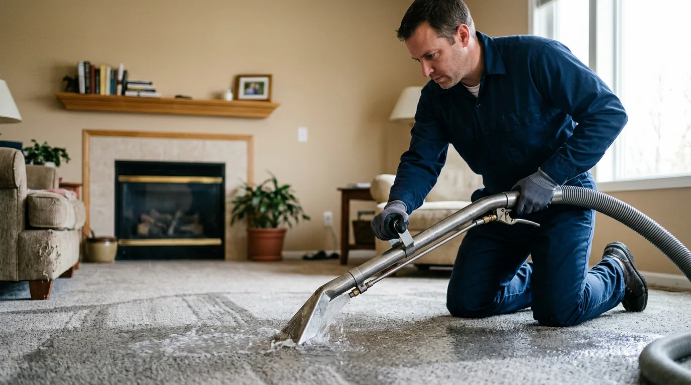 Water damage restoration technician working near Falun, KS
